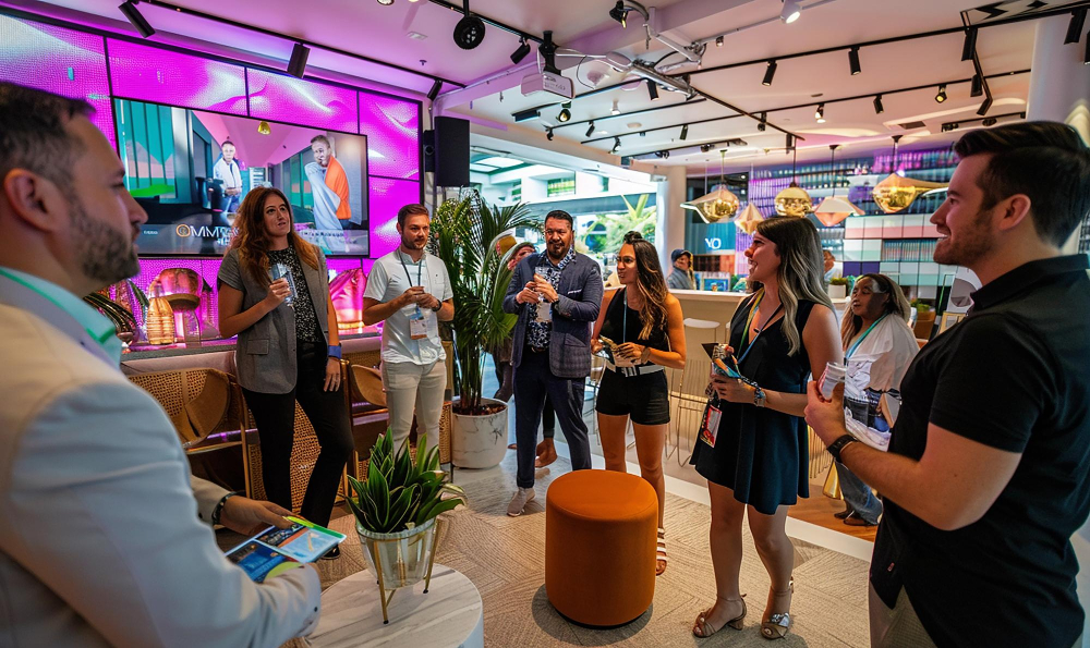 Evento promocional em ambiente corporativo